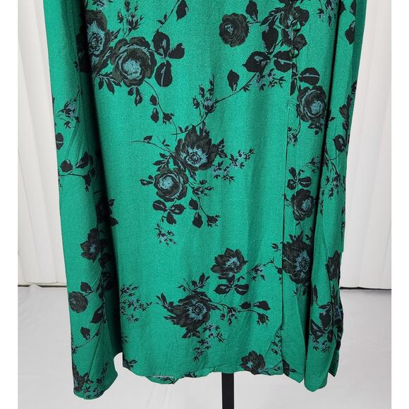 Band of the Free Etta Floral Midi Skirt Front Slit Emerald Black Size Large New - Picture 7 of 10